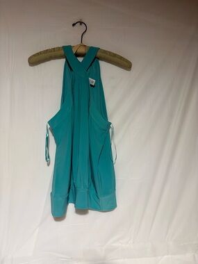 White House Black Market Teal Cross-Back Halter Top